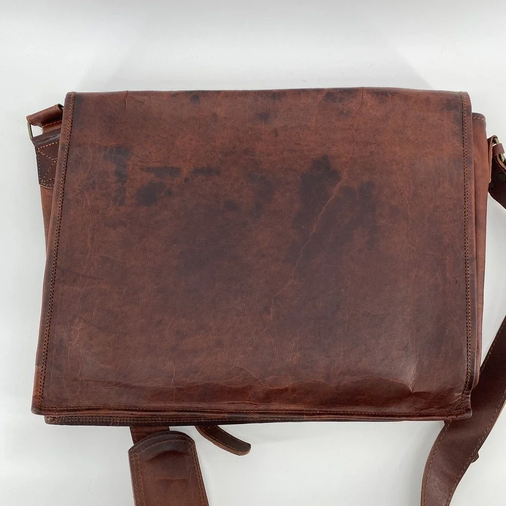 Rustic Town 15-inch Vintage Crossbody Full Grain Leather Laptop Messenger Bag